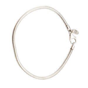 QG Sterling Silver Snake Chain Charm Bracelet 8 Inches